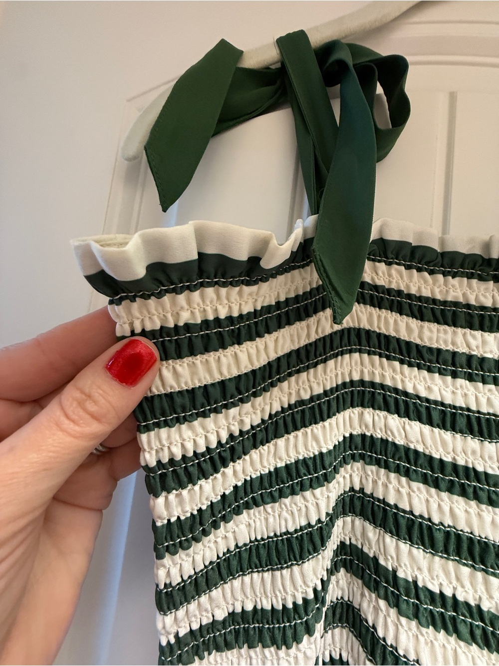 Summersalt Green and White Striped Smocked Waist Maxi Dress - MEDIUM - Picture 2 of 4